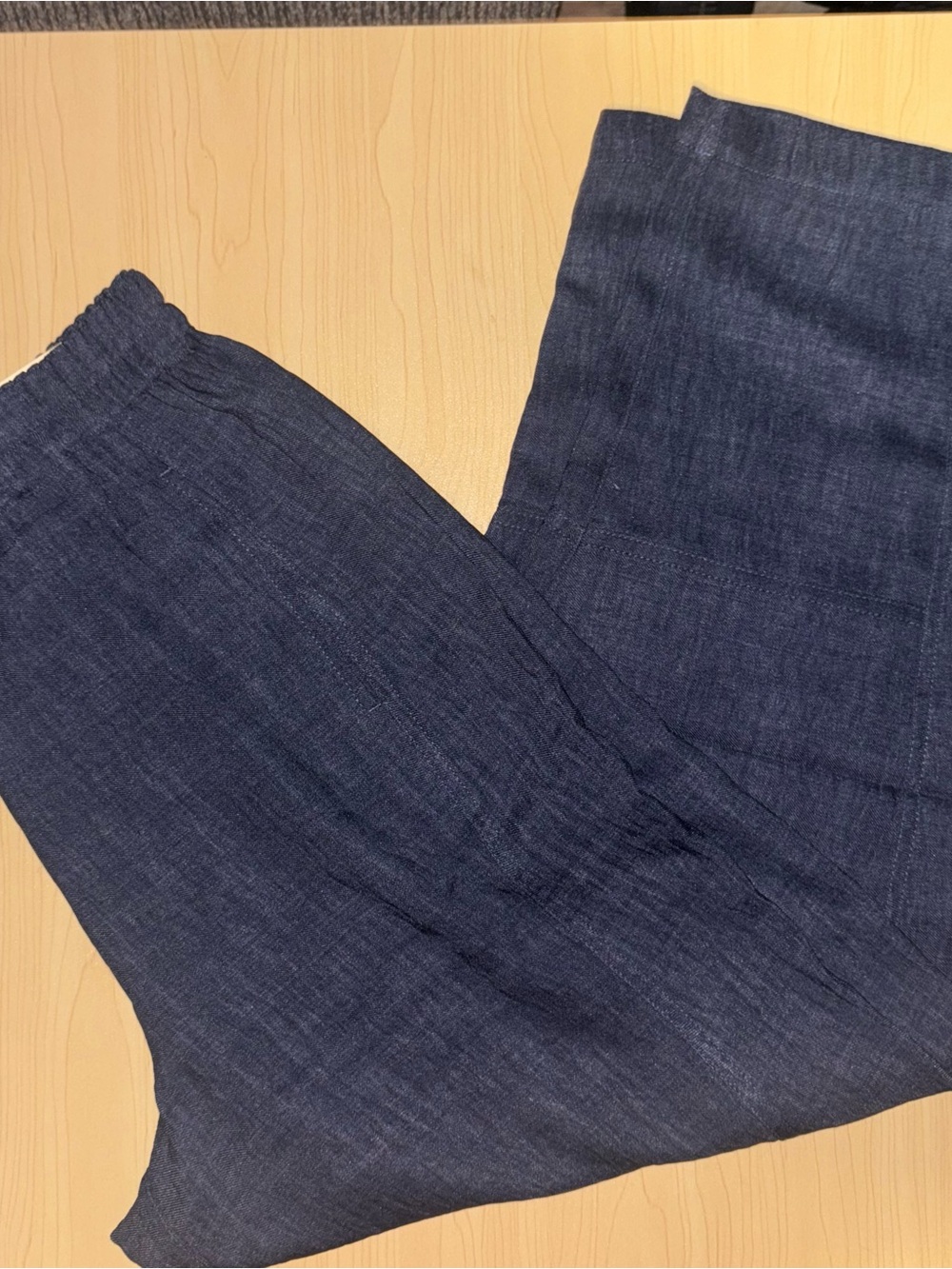Max Studio Navy Pull-On Linen-Blend Chinos